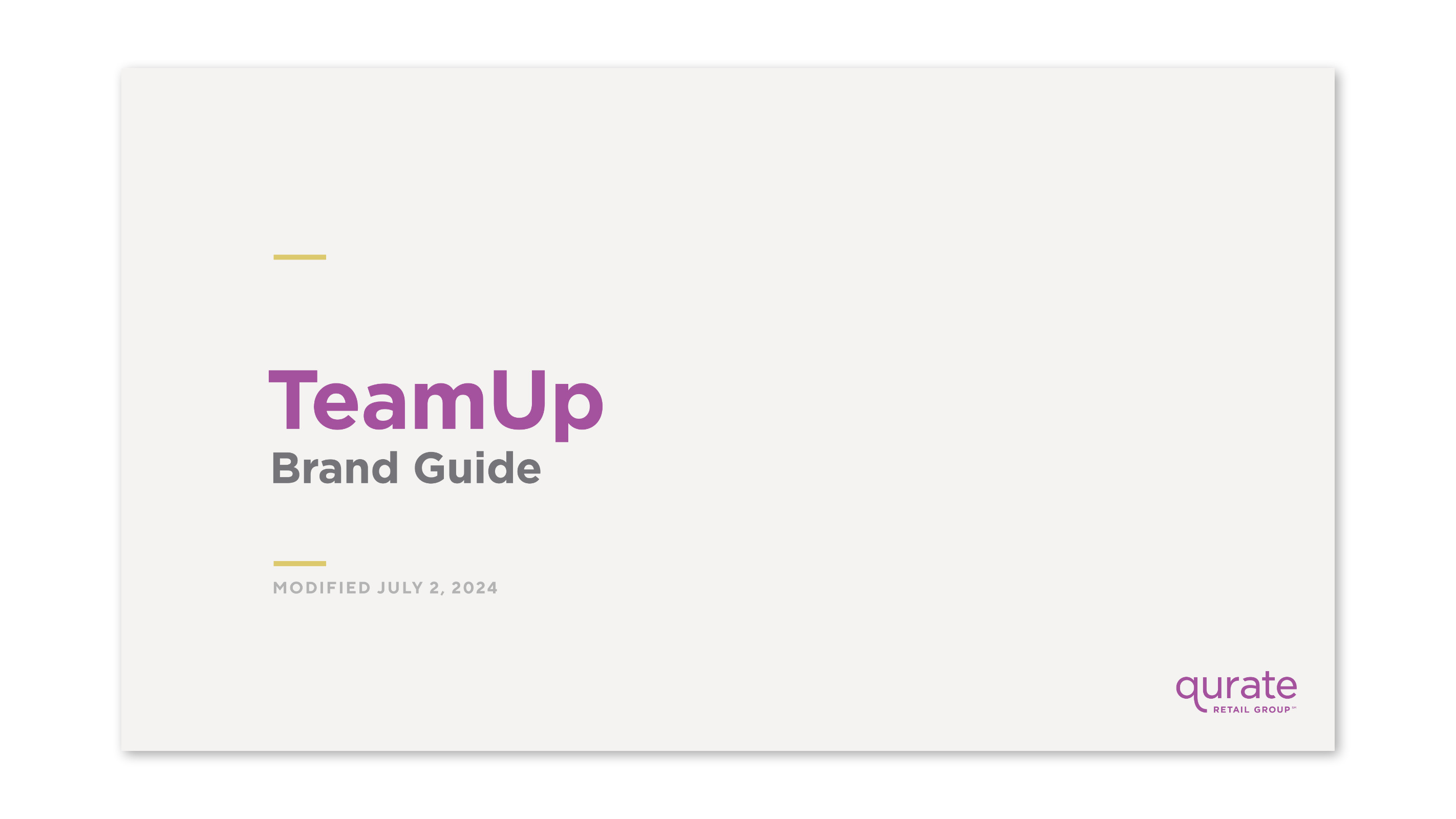 Brand style guide for TeamUp front page.