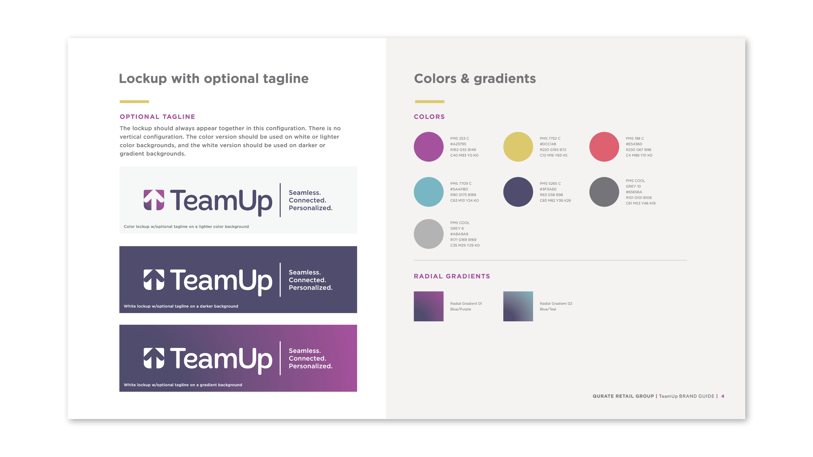 Brand style guide for TeamUp.
