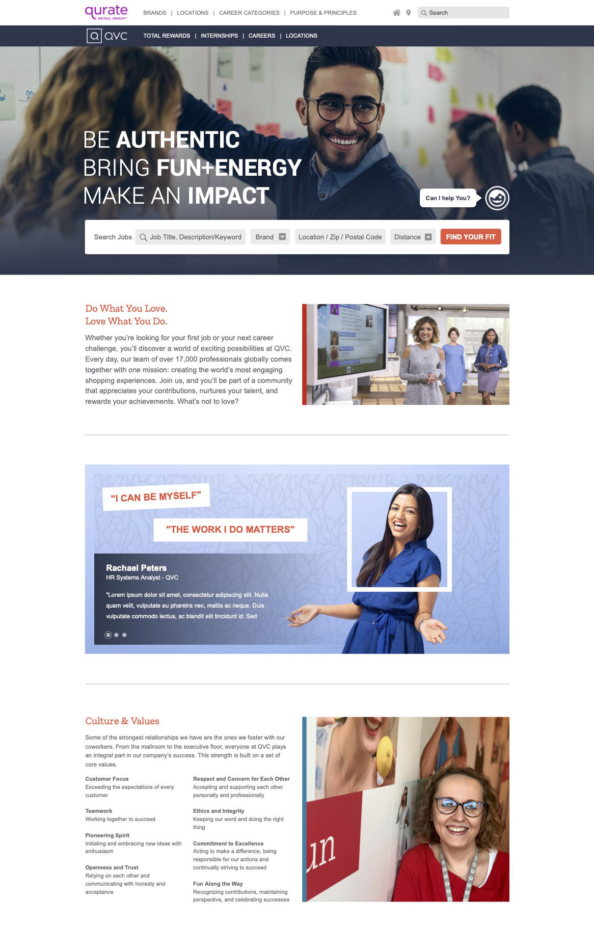 QVC US landing page template.