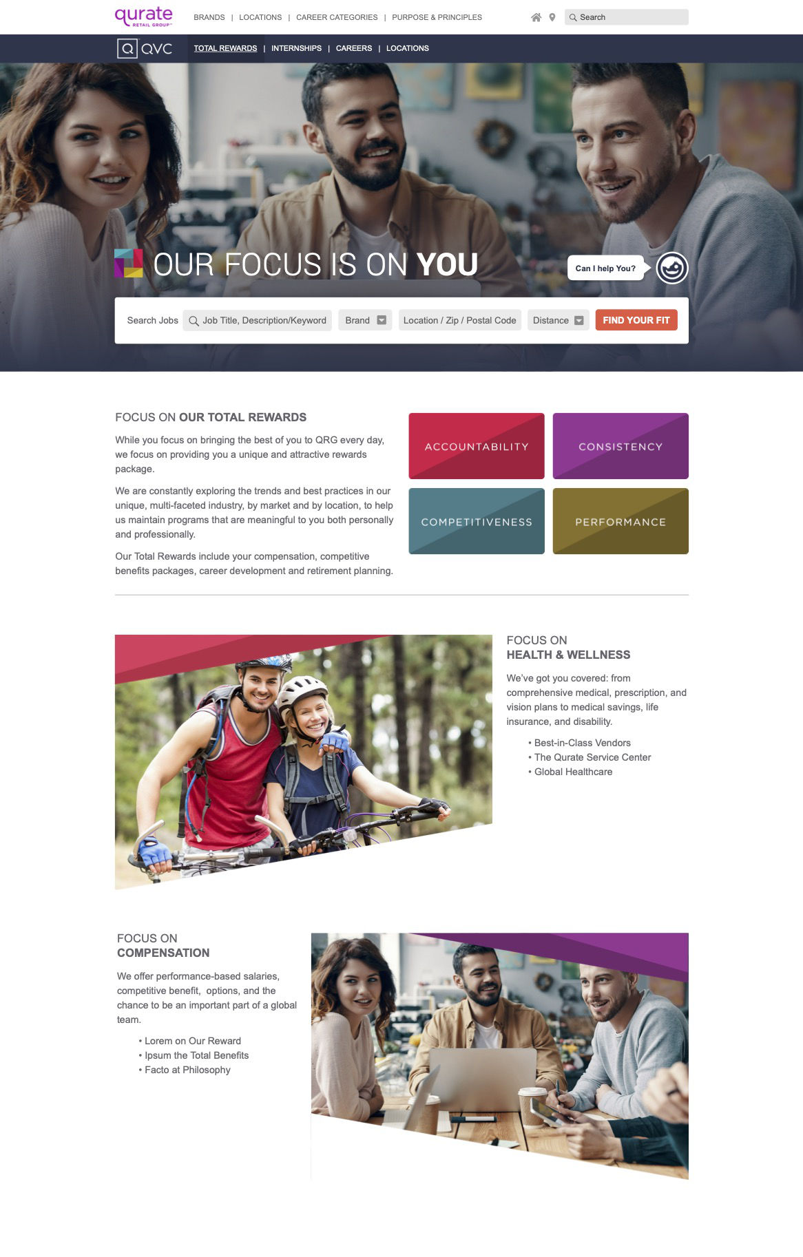 QVC US Total Rewards landing page template.
