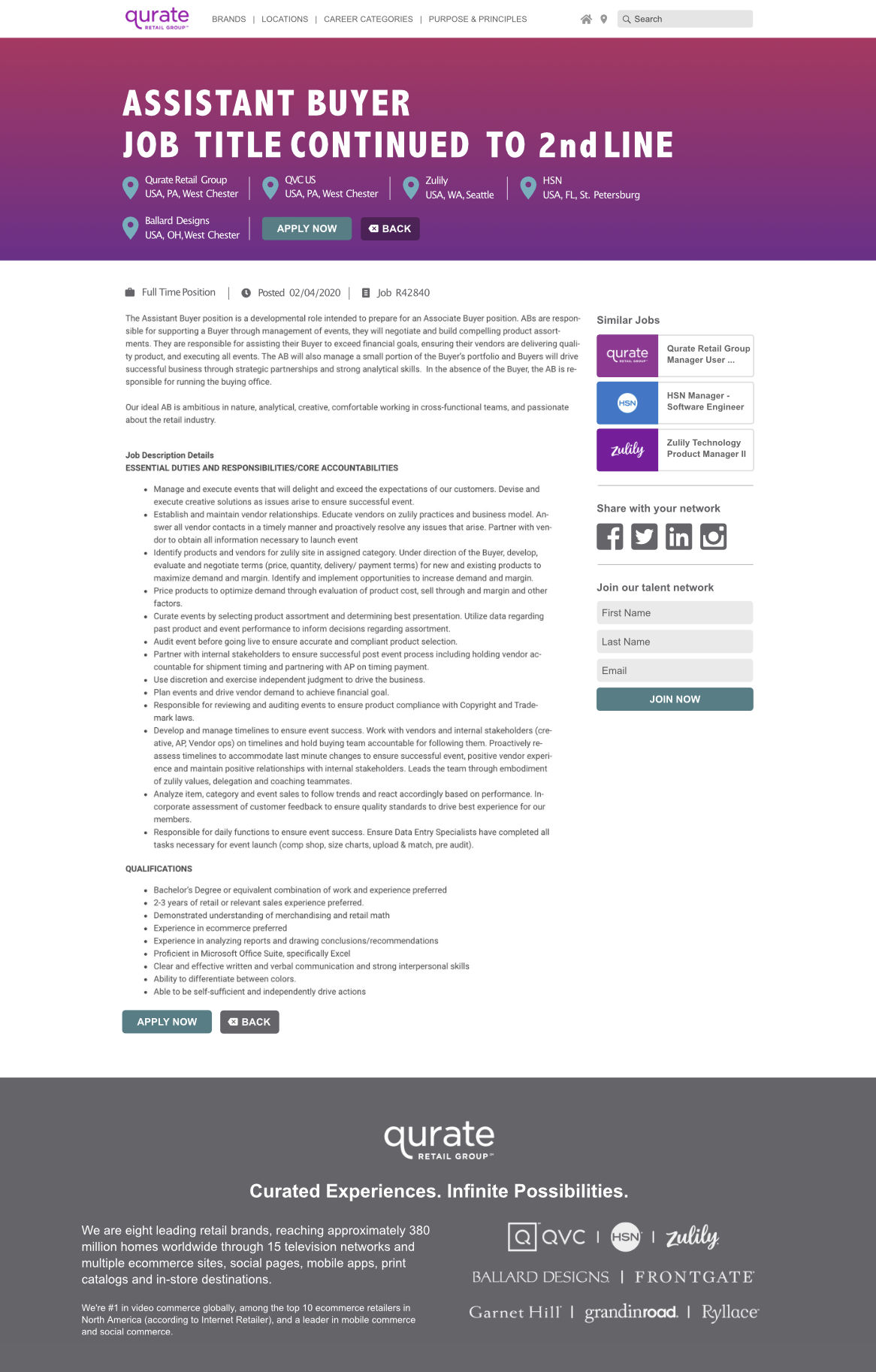 Qurate Retail Group job description template.