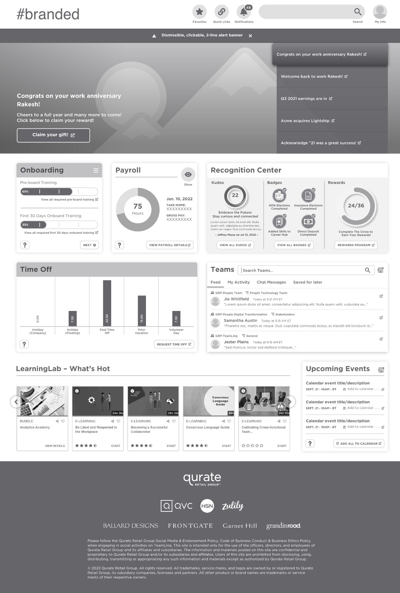 Qurate Retail Group landing page template.