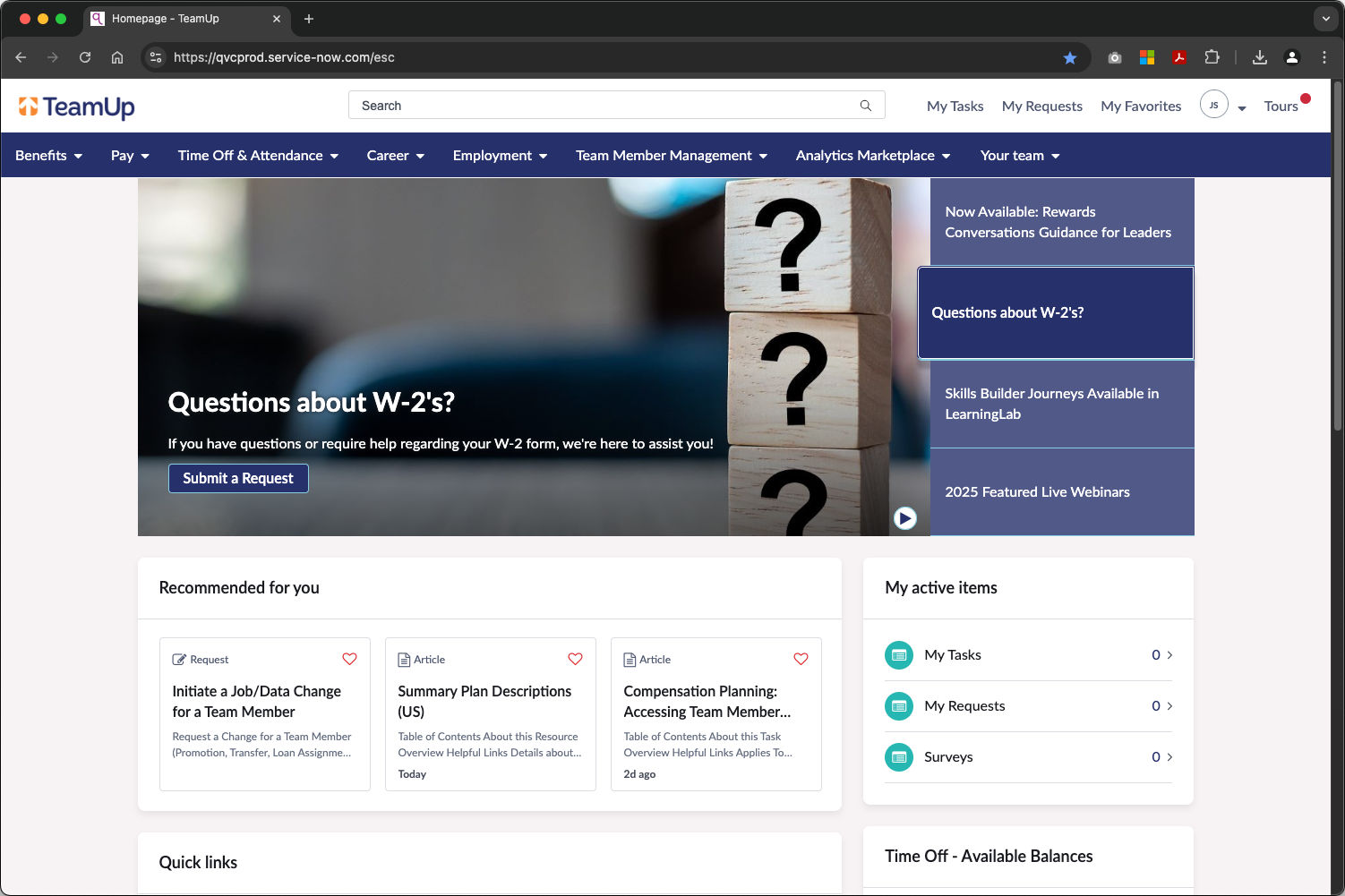 Final HR portal with new branding and colors applied.