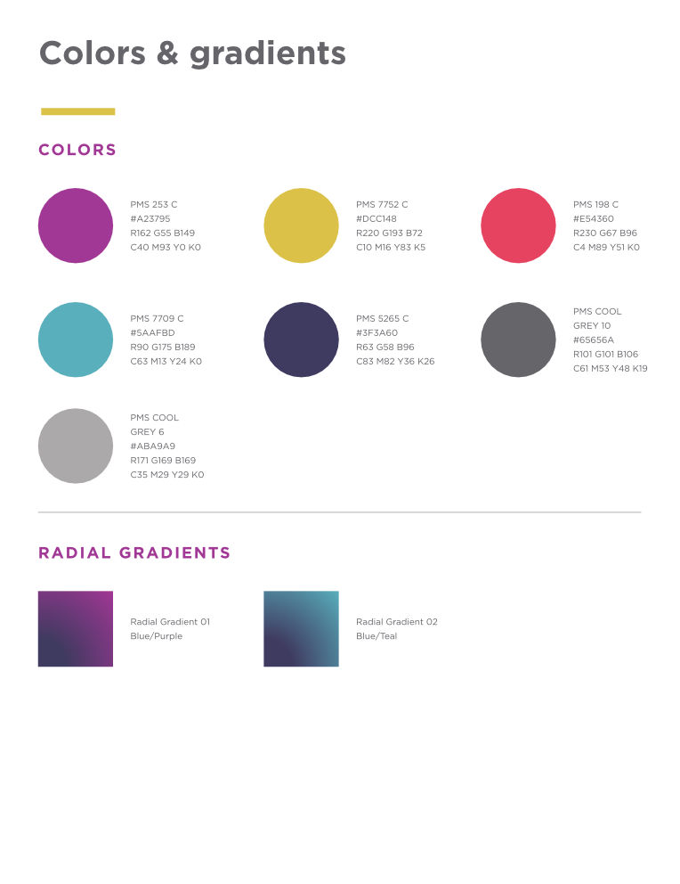 Styleguide for the HR portal colors and gradients.