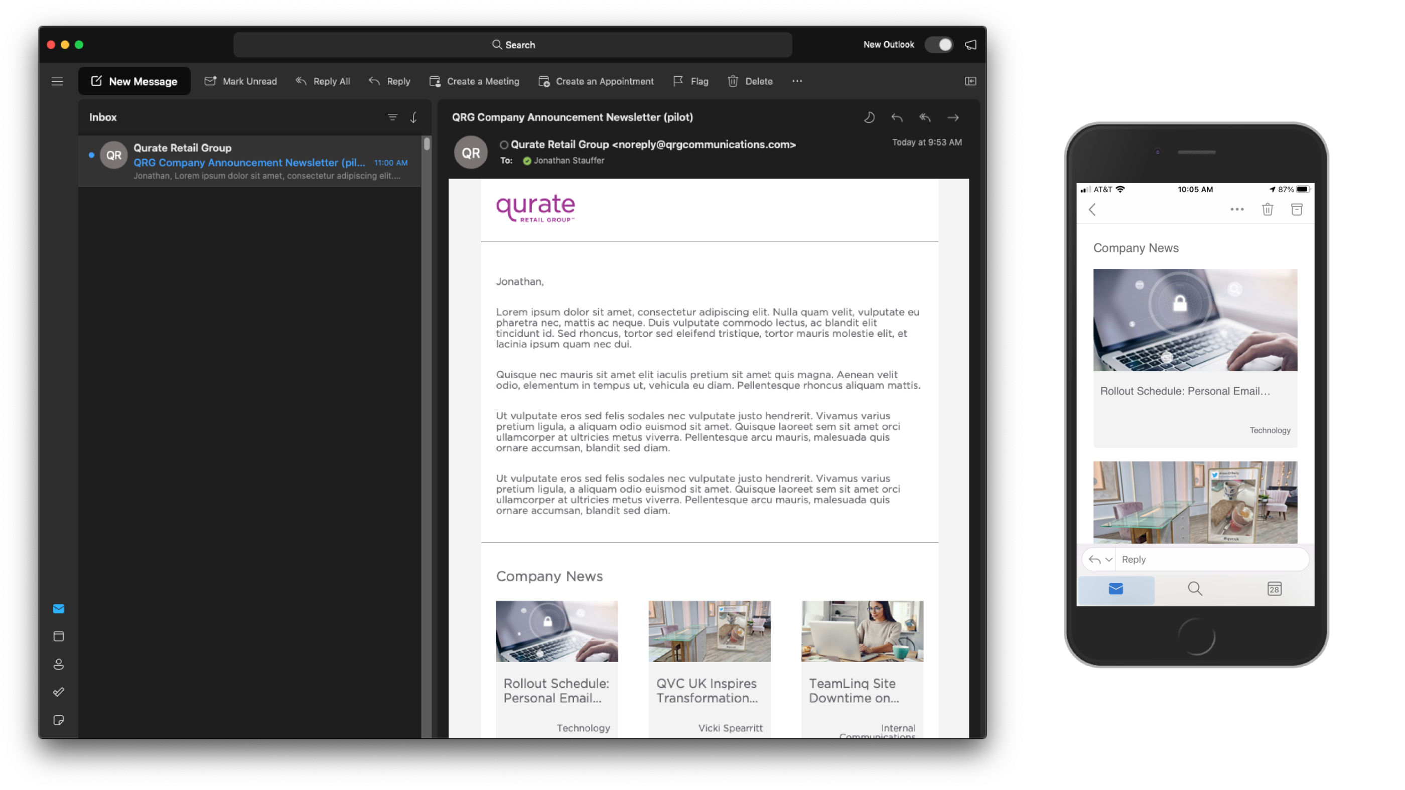 High fidelity interactive (clickable and scrollable) email template prototype for stakeholder review and approval