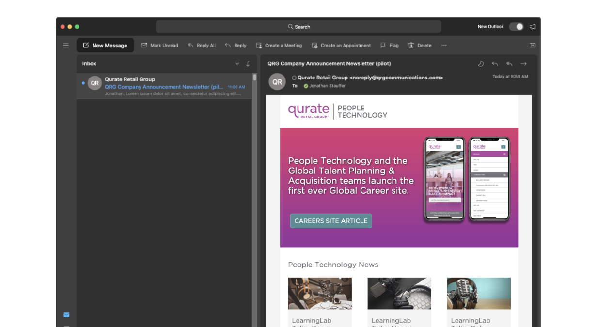 Final delivered email from internal email communications tool.